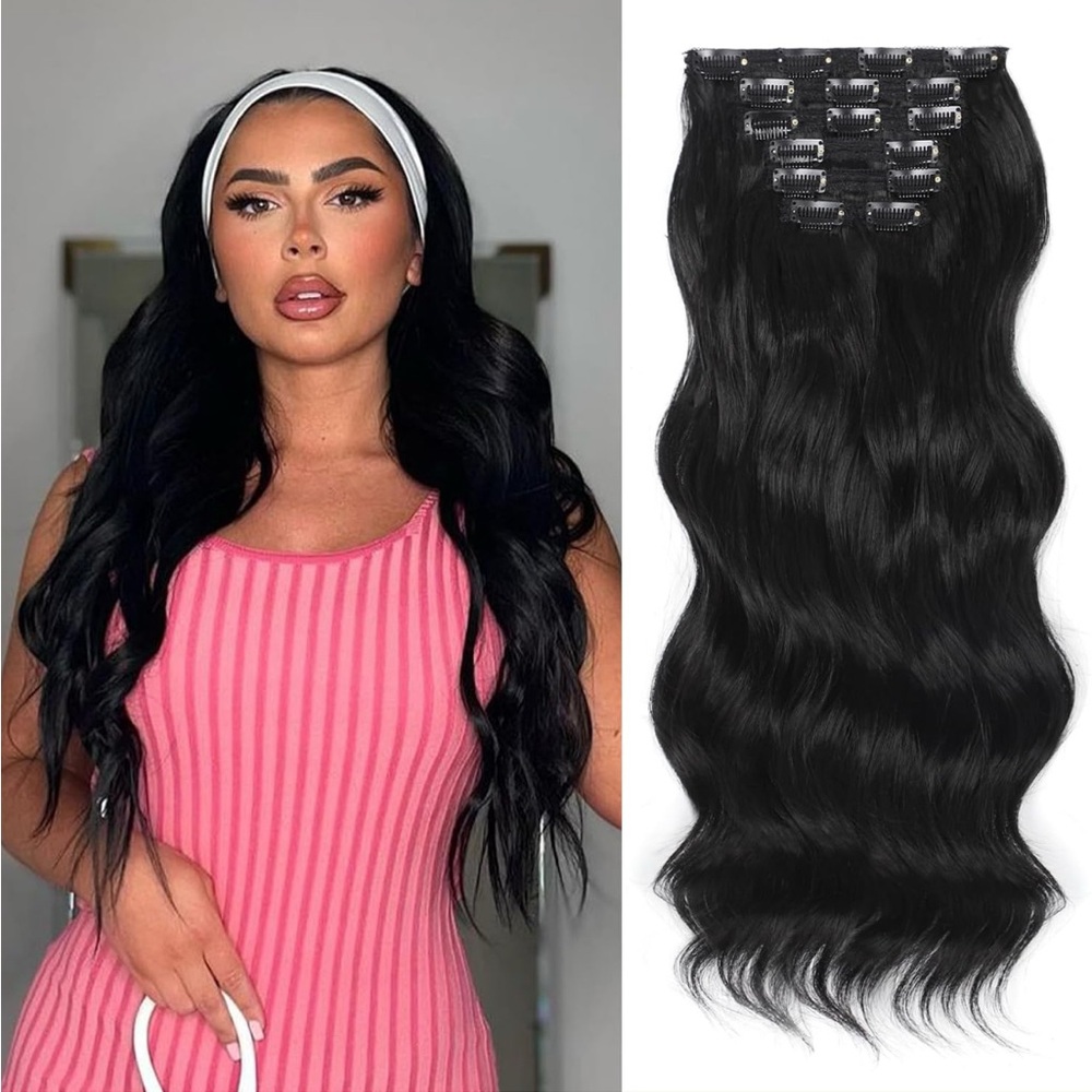 Vigorous Beauty Black Hair Extensions 6 pcs NIB